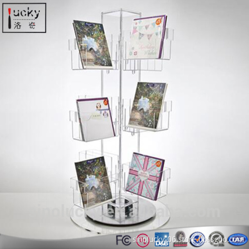 Acrylic Rotating Books Maganize Display Shelf